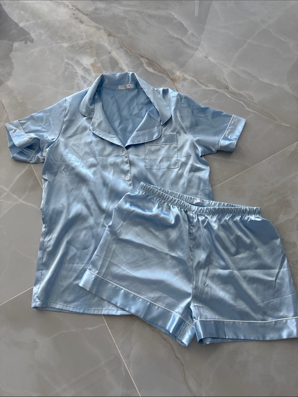 NWOT Silky Light Blue Short Sleeve Pajama Set - Women